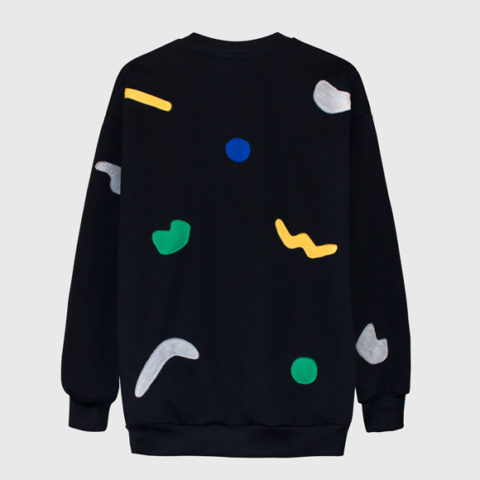 Black sweatshirt with geometric embroidery
