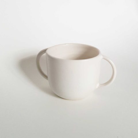 Medium ceramic mug 2 white handles