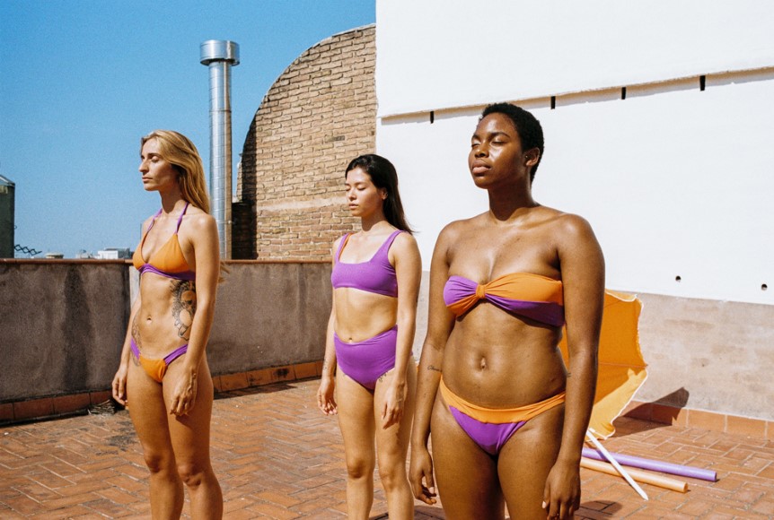 Braguita bikini reversible violeta/naranja Sundown