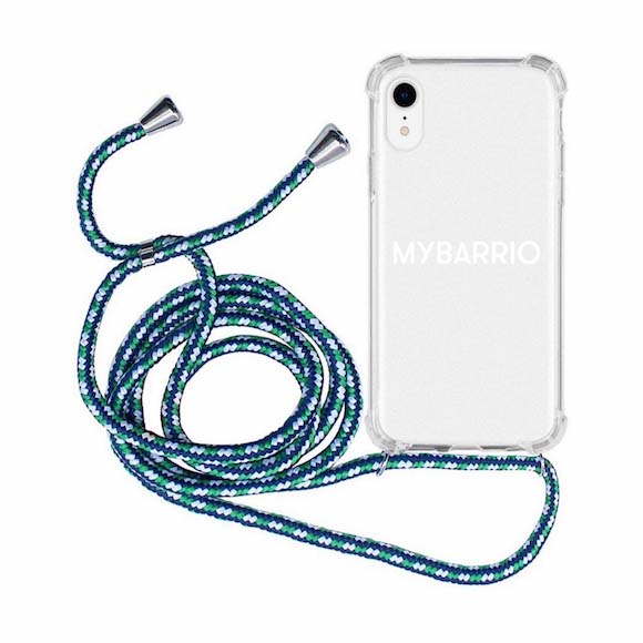 Funda Iphone transparente con cordon azul